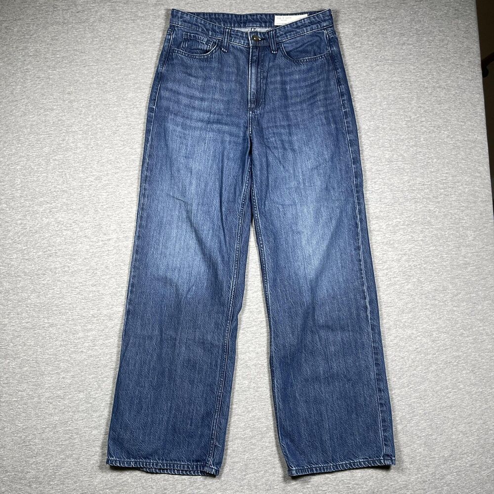 Rag & Bone Jeans Womens 27 Blue Lori Mid-Rise Wide Leg Relaxed Dark Wash